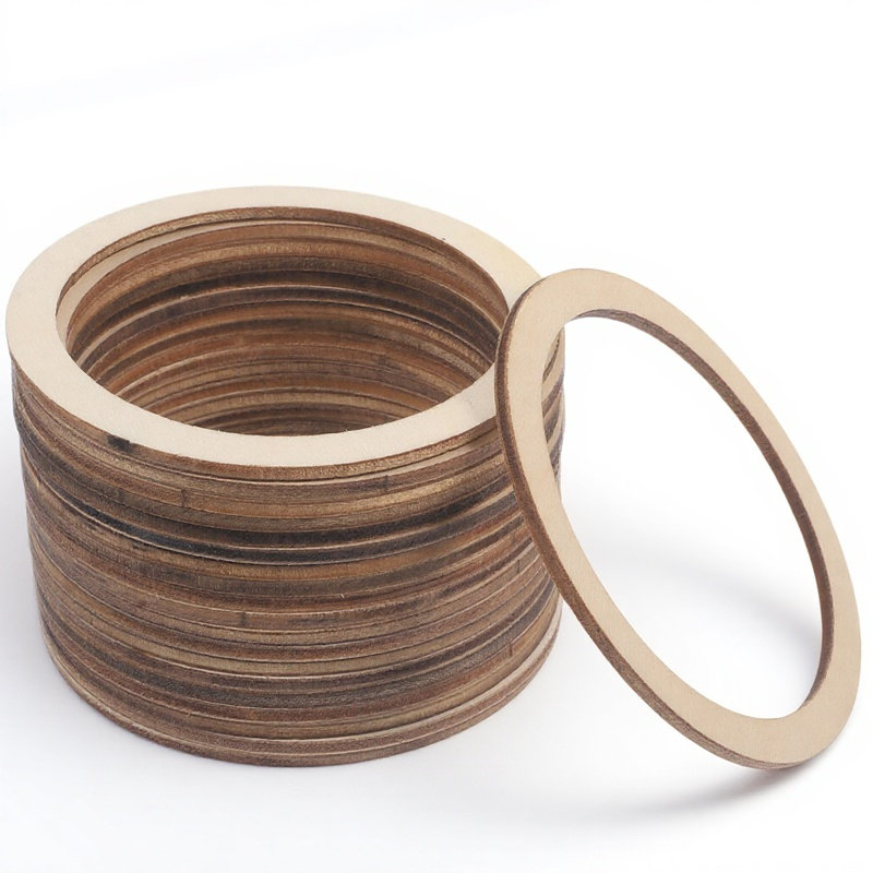 Wood Ring Blank - 20Pcs Blank Wooden Circles Smooth Natural