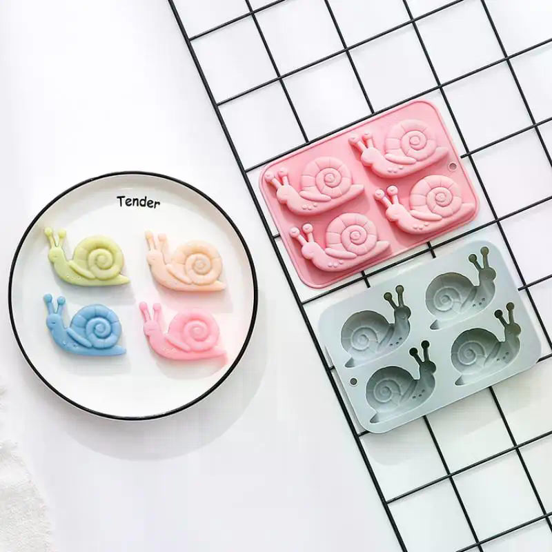 Silicone Mold Tray - Snail Silicone Mold 4 Cavity 3D