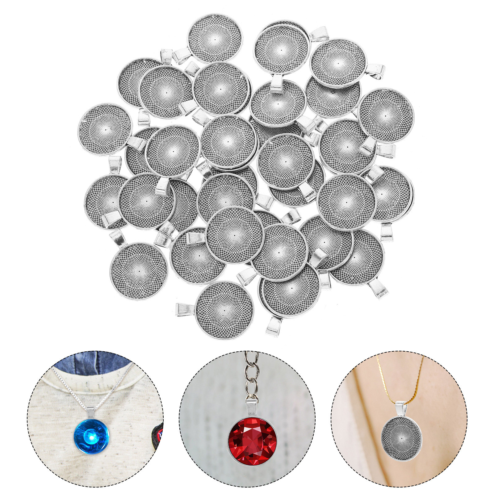 Resin Crafts - 40Pcs Round Pendant Trays Flat Bezel