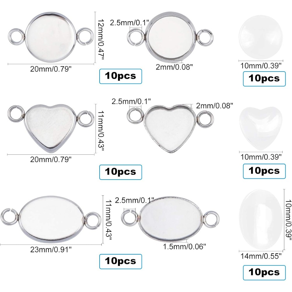 30 Sets Oval/Flat Round/Heart  – Bezels Set Pendant recenzja i cena