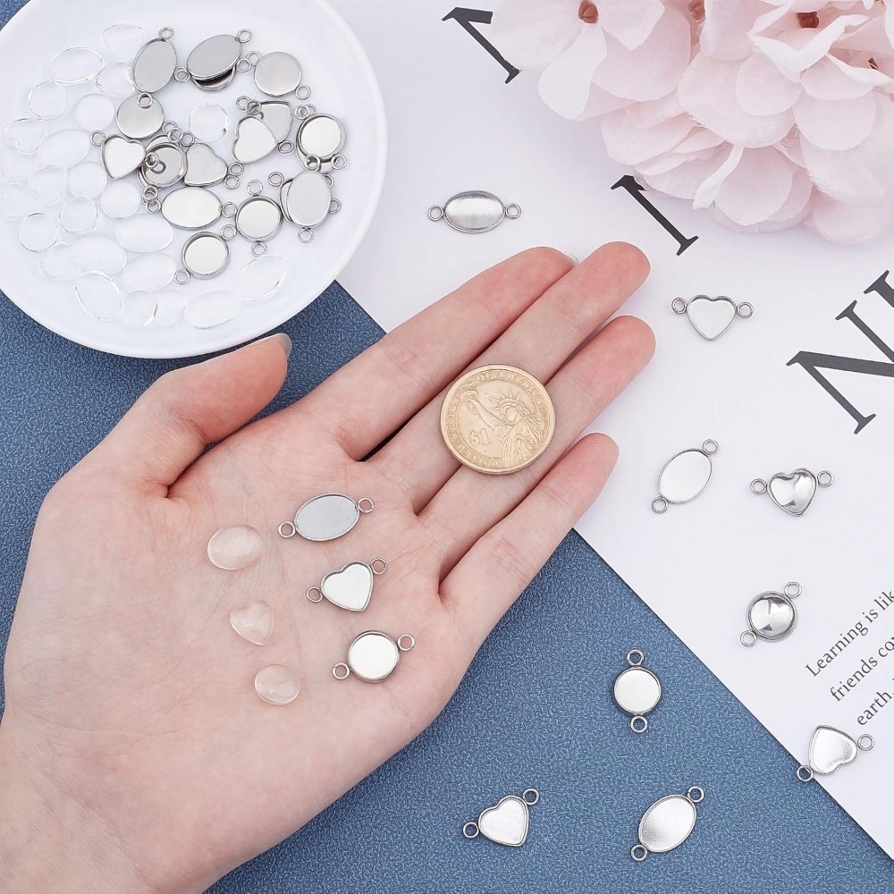 30 Sets Oval/Flat Round/Heart  – Bezels Set Pendant recenzja i cena