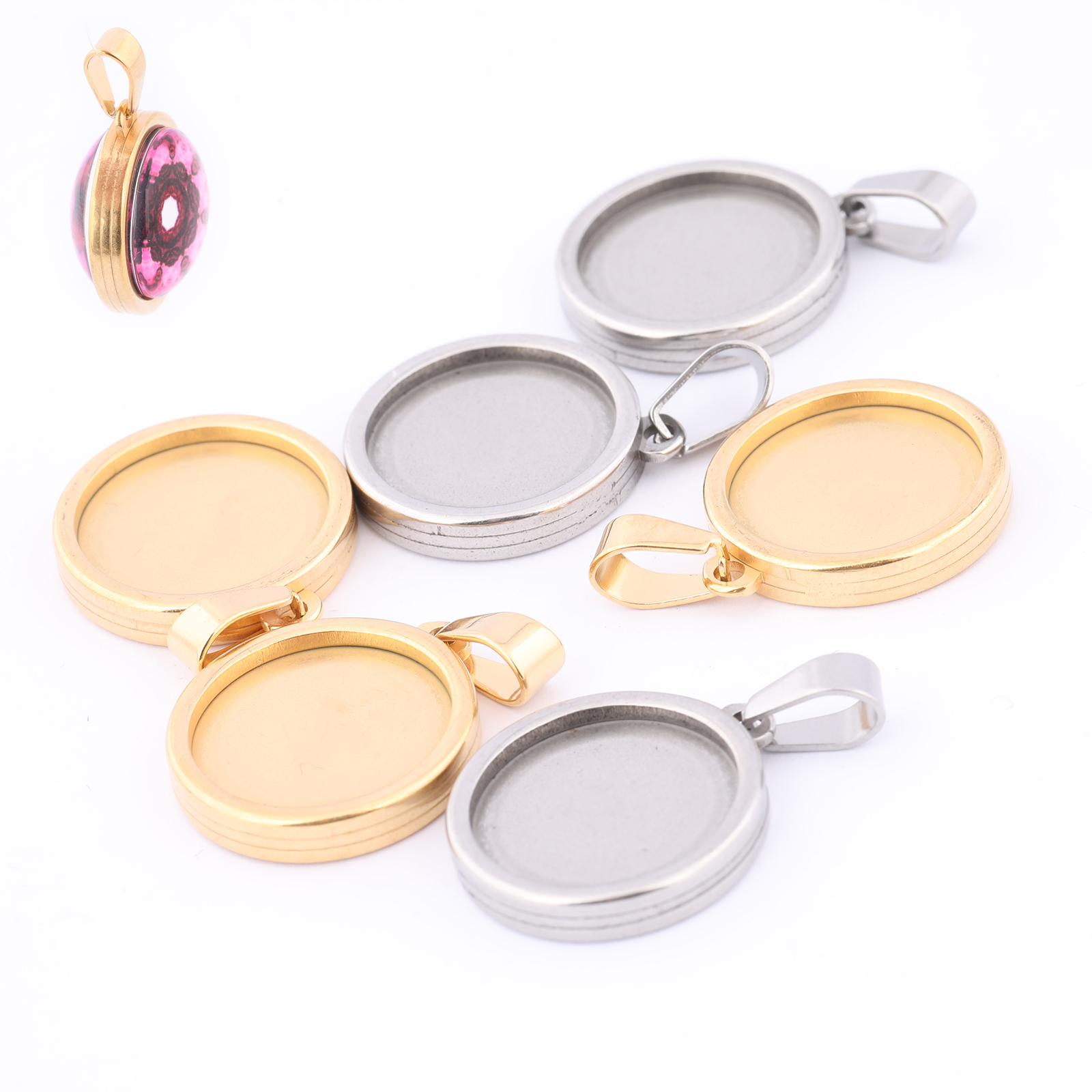 5pcs Stainless Steel Gold Plat – Bezels Set Pendant recenzja i cena
