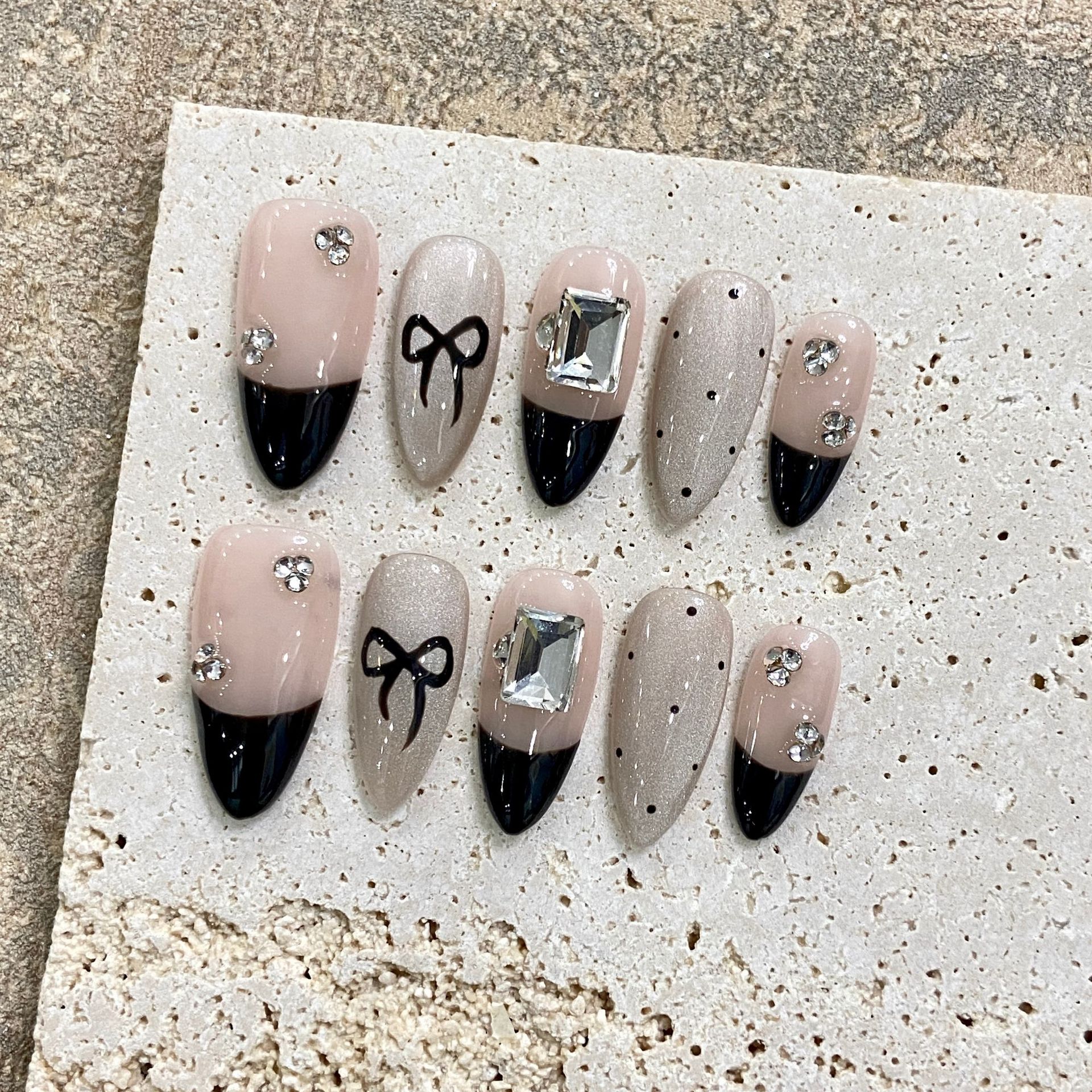 Handmade Press on Nails Black  – Resin Craft Material recenzja i cena