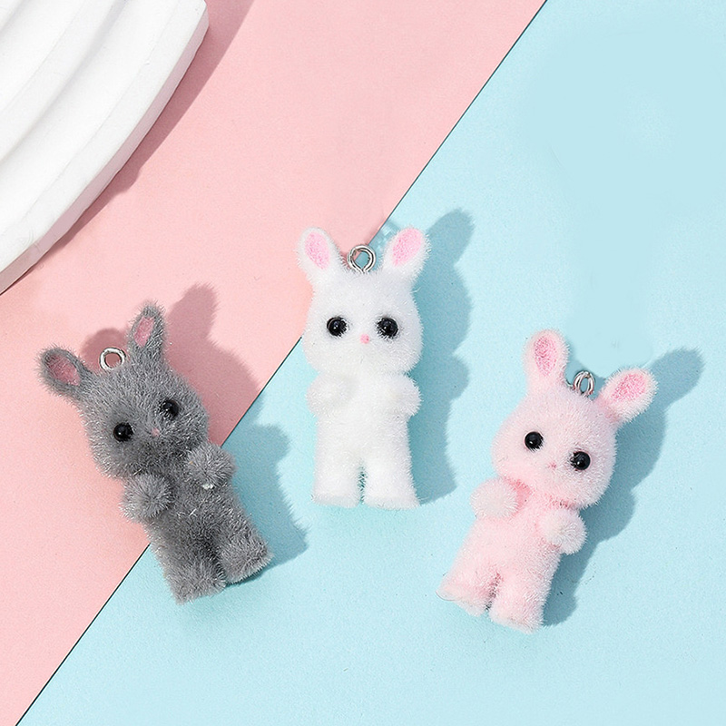 5pcs/lot Cute Flocking Rabbit  – Resin Craft Projects recenzja i cena