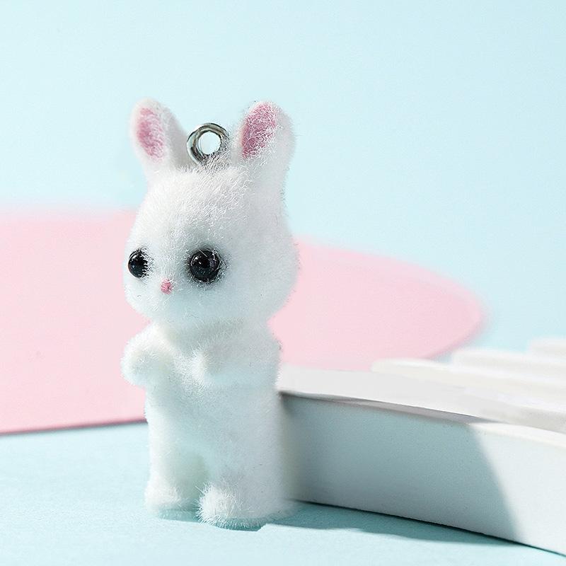5pcs/lot Cute Flocking Rabbit  – Resin Craft Projects recenzja i cena