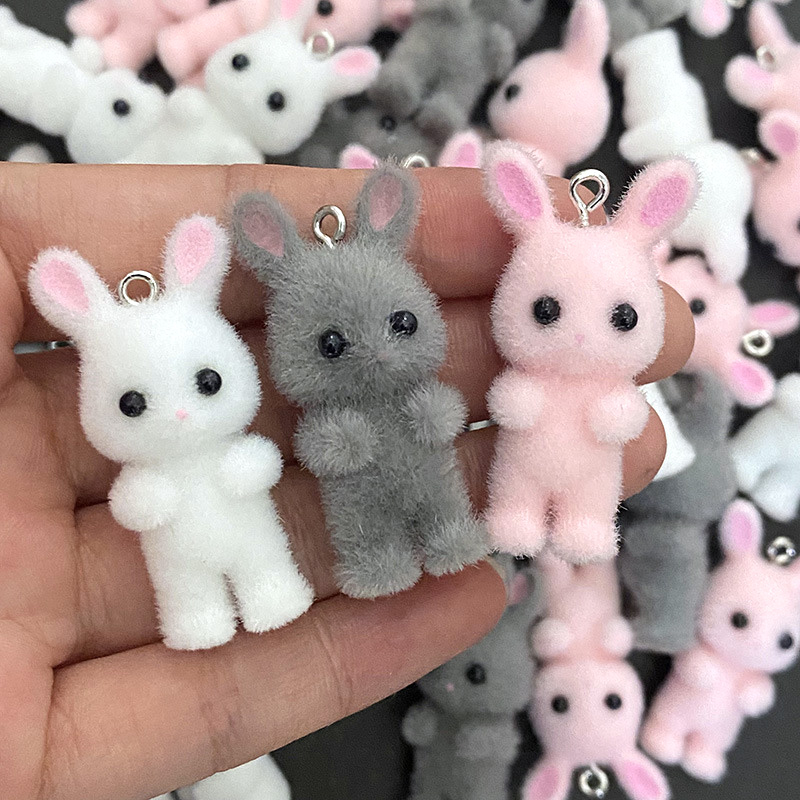 5pcs/lot Cute Flocking Rabbit  – Resin Craft Projects recenzja i cena