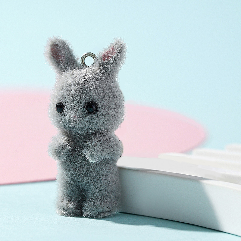 5pcs/lot Cute Flocking Rabbit  – Resin Craft Projects recenzja i cena