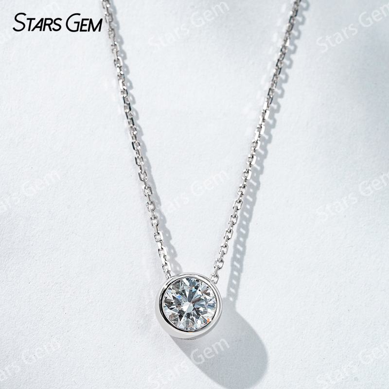 18K Gold 6.4mm 1.0ct Round Bri – Bezels Set Pendant recenzja i cena