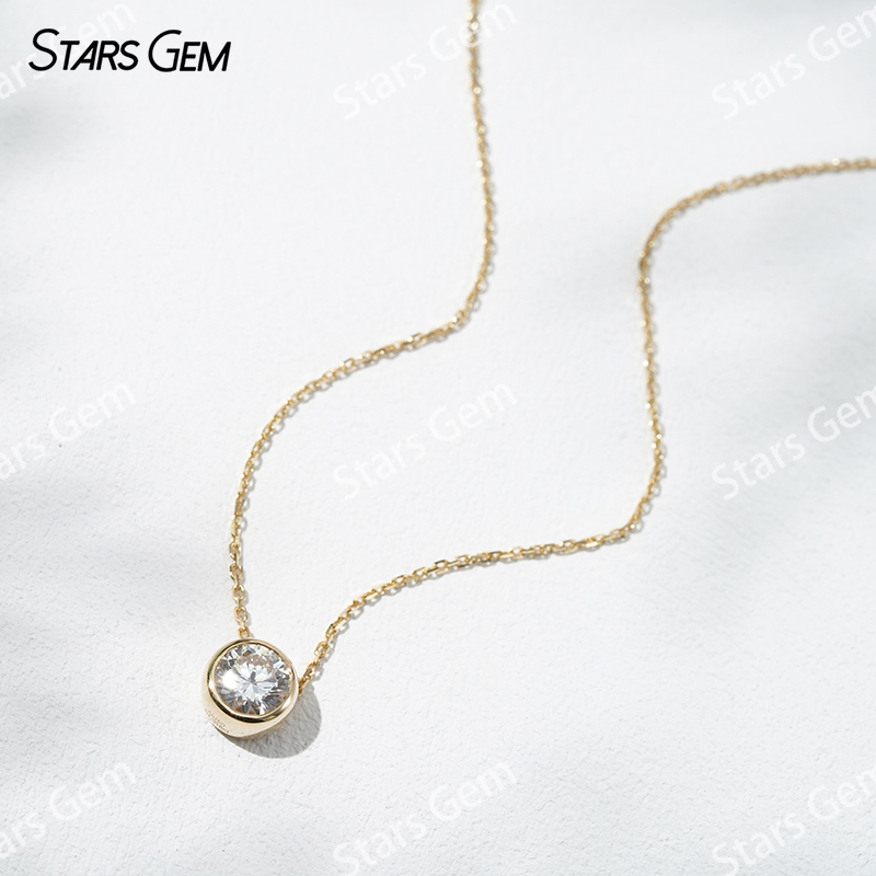 18K Gold 6.4mm 1.0ct Round Bri – Bezels Set Pendant recenzja i cena
