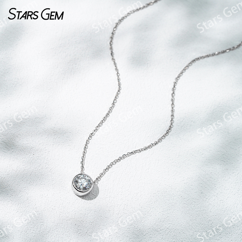 18K Gold 6.4mm 1.0ct Round Bri – Bezels Set Pendant recenzja i cena