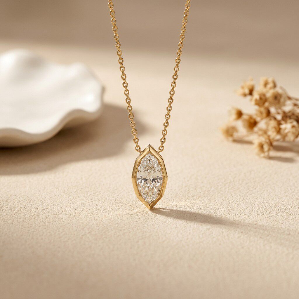 3Carat Bezel Set Marquise Cut  – Bezels Set Pendant recenzja i cena