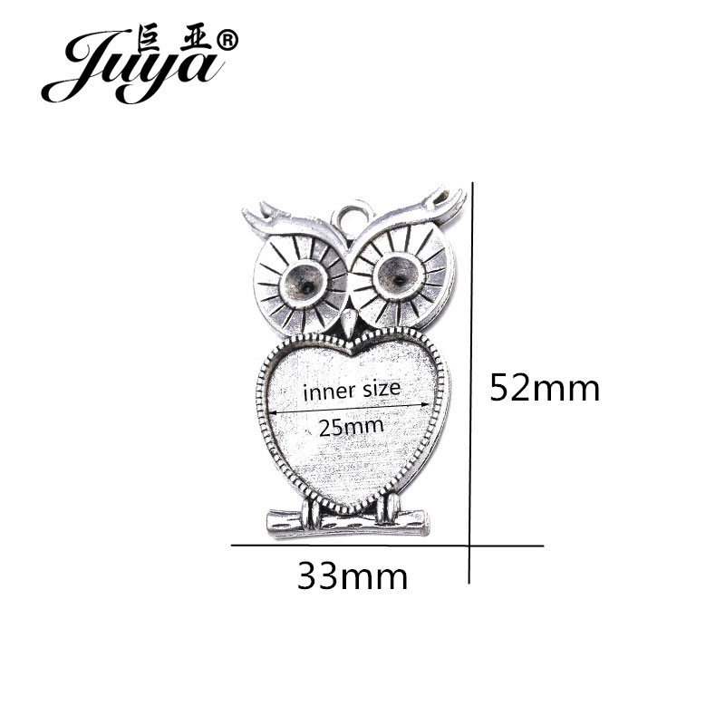 5pcs/lot 25mm Heart Shape Owl  – Bezels Set Pendant recenzja i cena