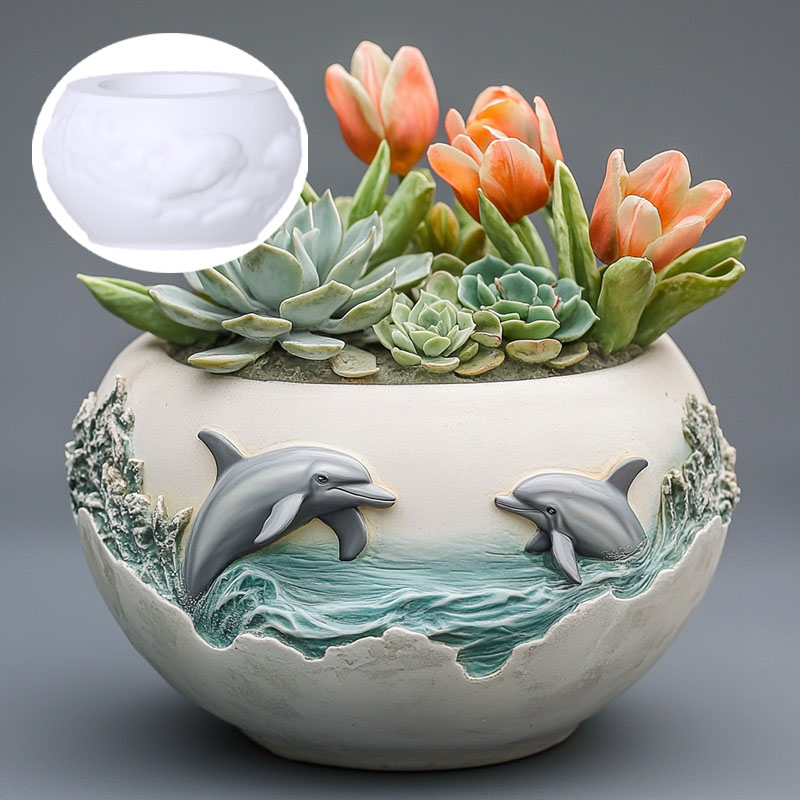 Couple dolphin relief succulen – Resin Ocean Wave Mold recenzja i cena