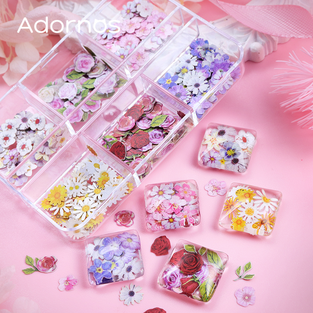 6 Grids Flowers Wood Pulp Chip – Gold Foil Flakes recenzja i cena