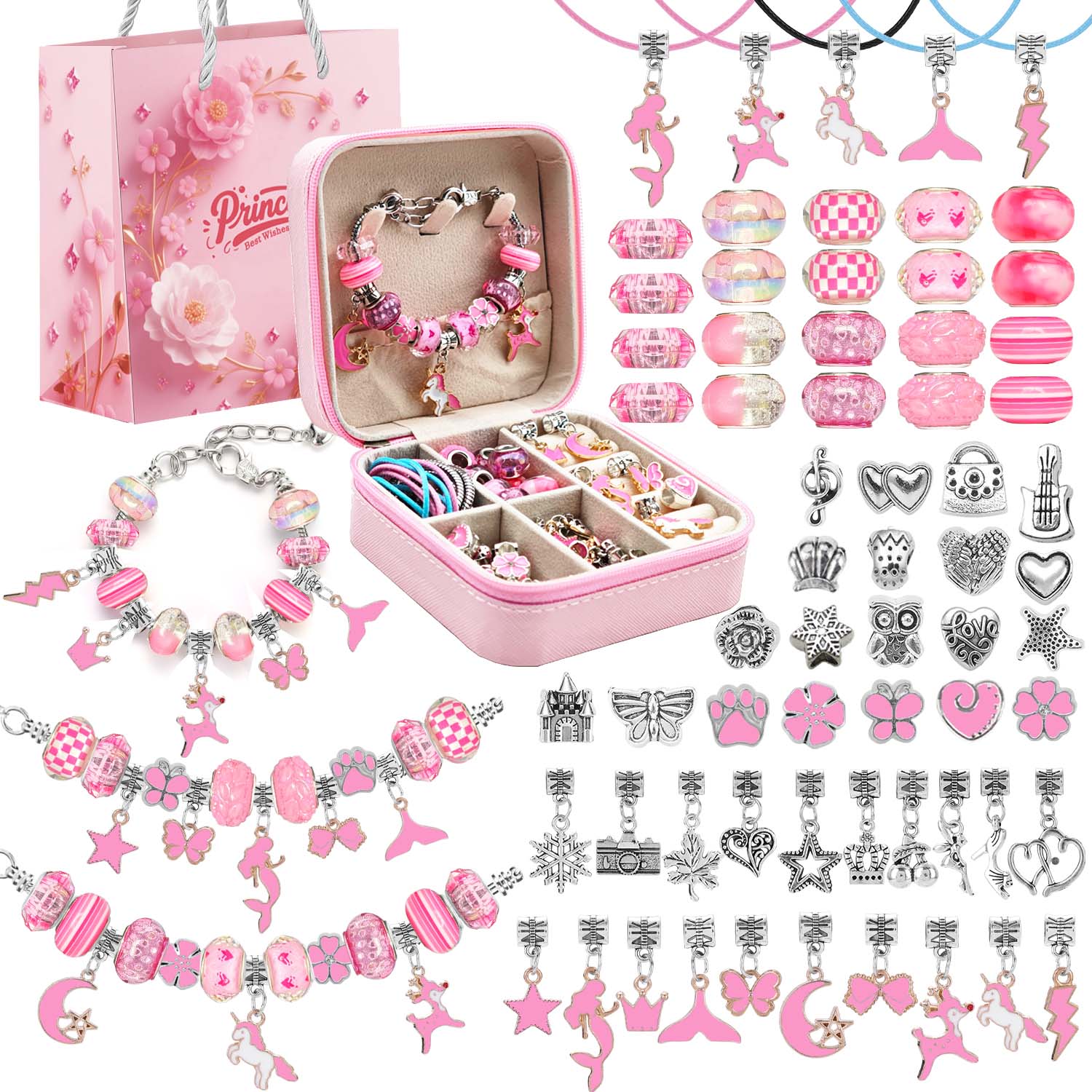 68pcs pink beaded jewelry set, – Resin Craft Kit recenzja i cena