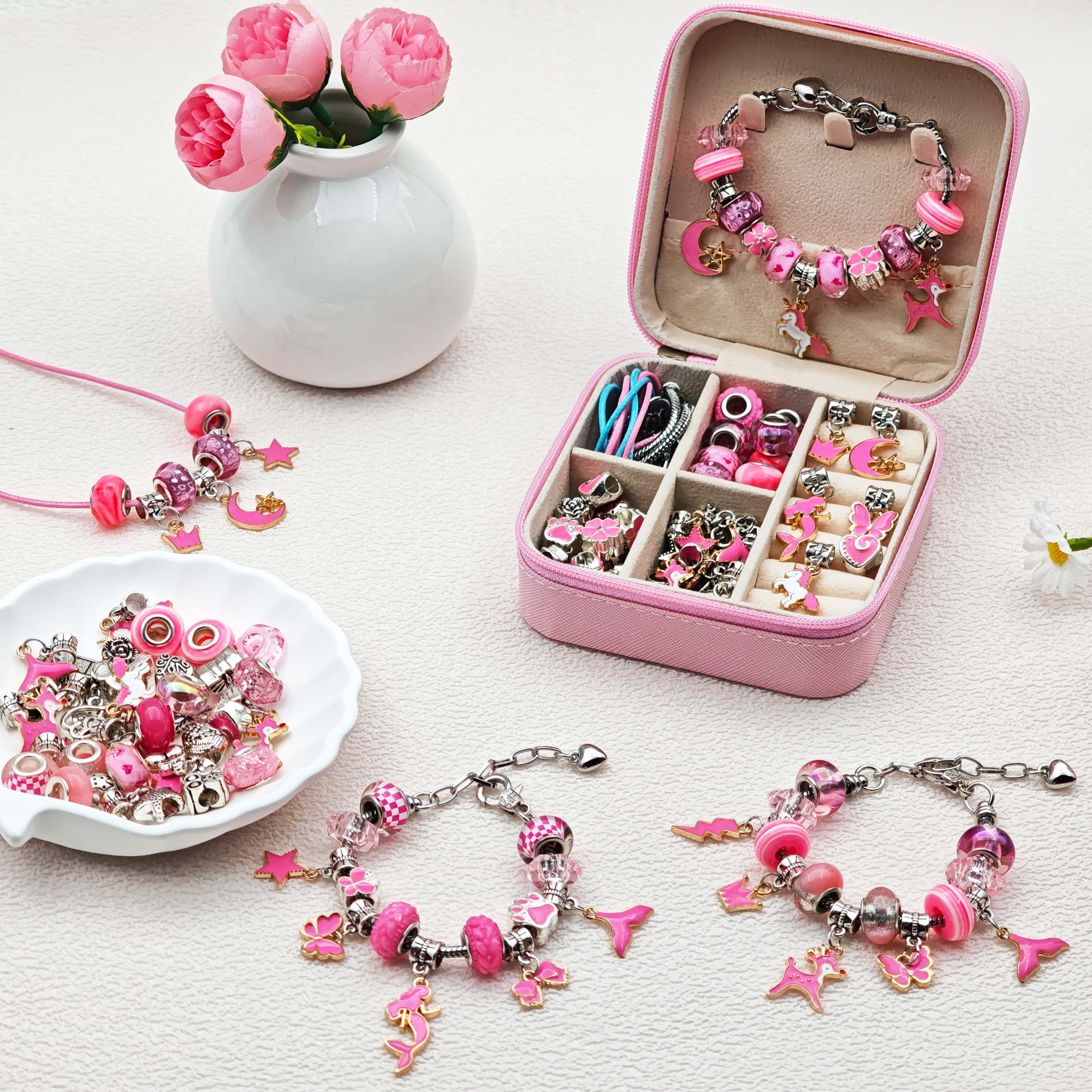 68pcs pink beaded jewelry set, – Resin Craft Kit recenzja i cena