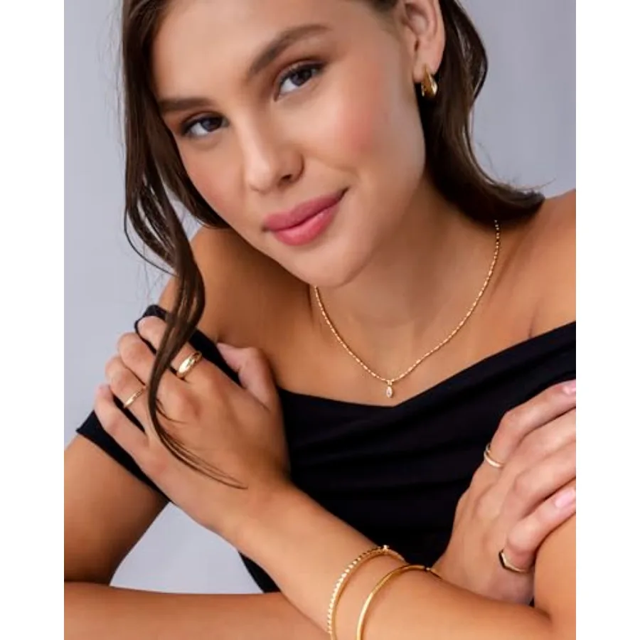 14K Gold Plated Dainty Tube Ba – Bezels Set Pendant recenzja i cena